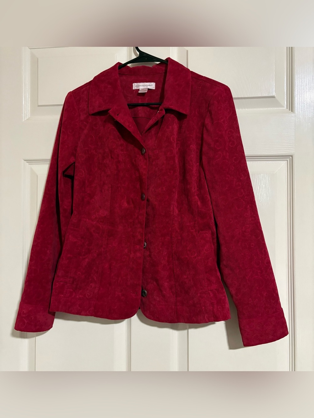 Christopher & Banks Red Corduroy Button-Front Blazer